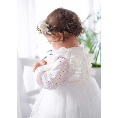 Βρεφικό φόρεμα-κορμάκι λευκό για κορίτσια 6 - 18 μηνών (22004)