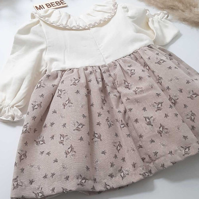 Βρεφικό φόρεμα για κορίτσια 6 - 24 μηνών σε εκρού μπεζ χρώμα (4061)